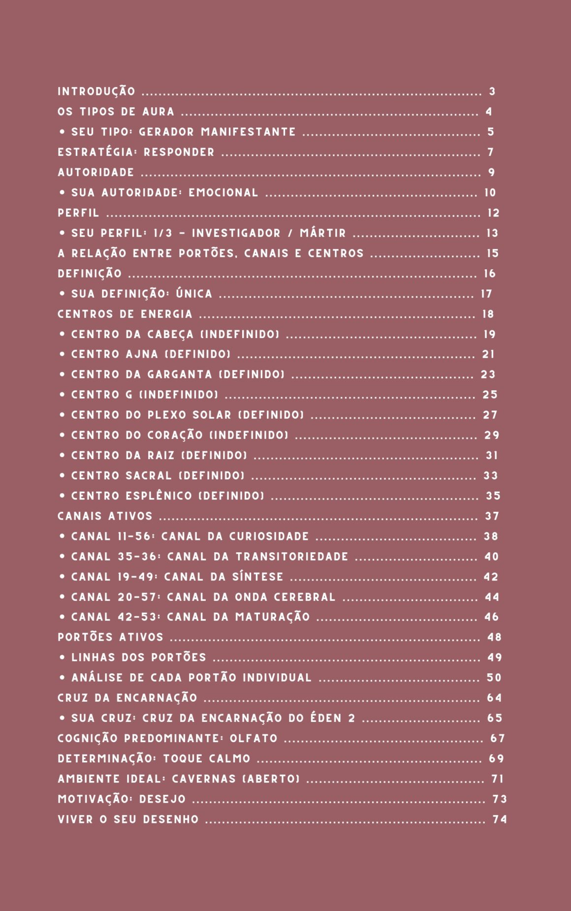 Sumário Mapa Human Design